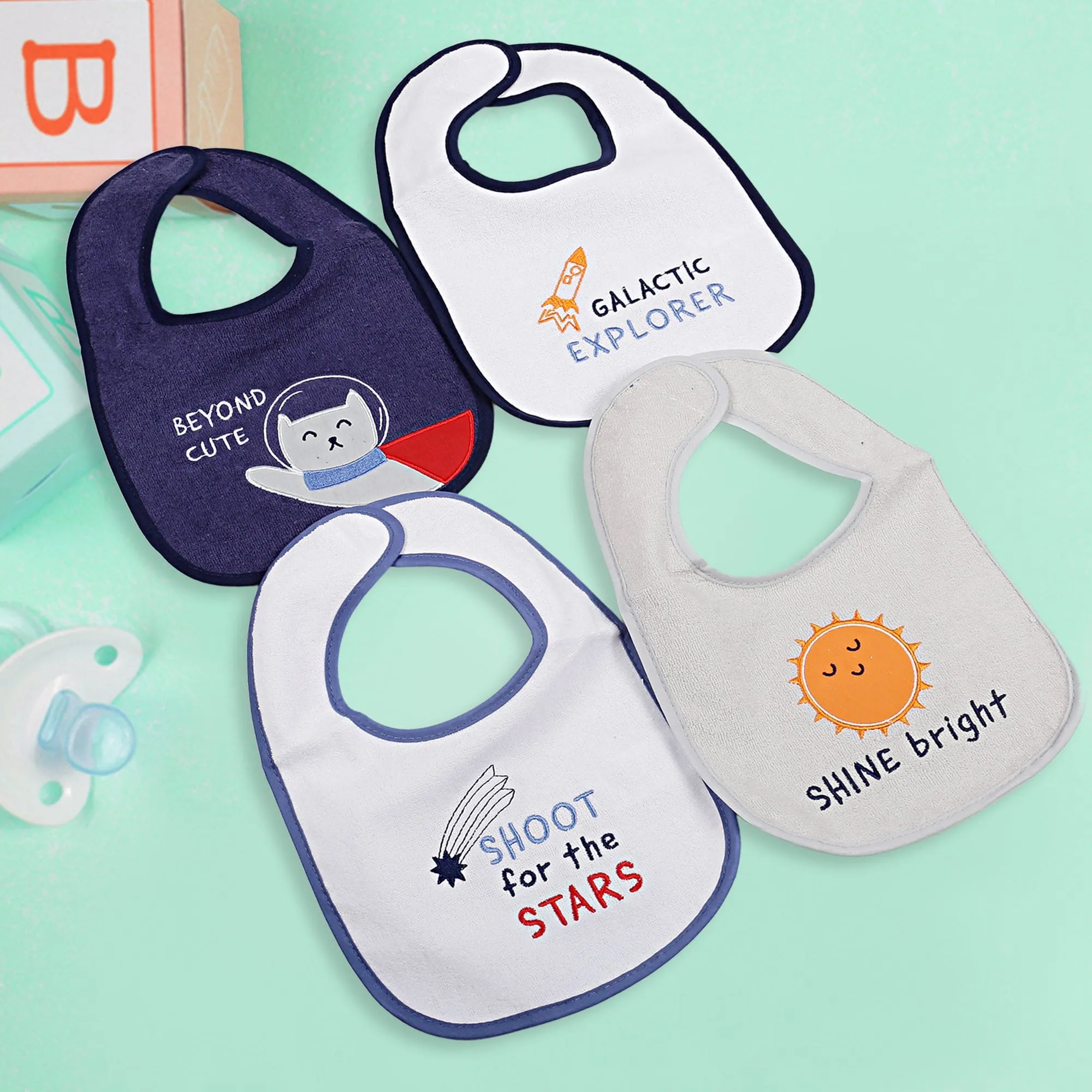 Feeding Bibs Pack Of 4 Shoot For The Stars Multicolour