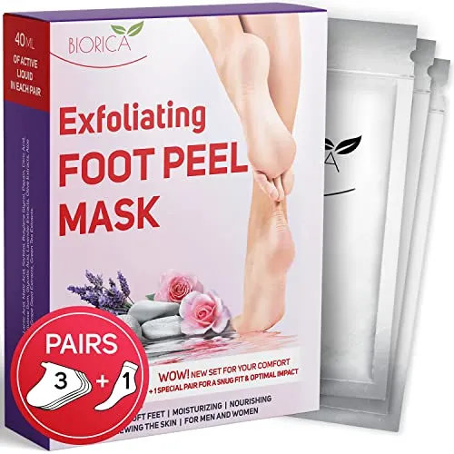 Foot Peel Mask for Baby Soft Feet (3 Pairs), Unisex Mask-Socks with an Extra Pair for Your Comfort, Foot Mask for Smooth and Silky Skin, Cracked Heels, Calluses and Dead Skin Тrеаtmеnt for Men/Women