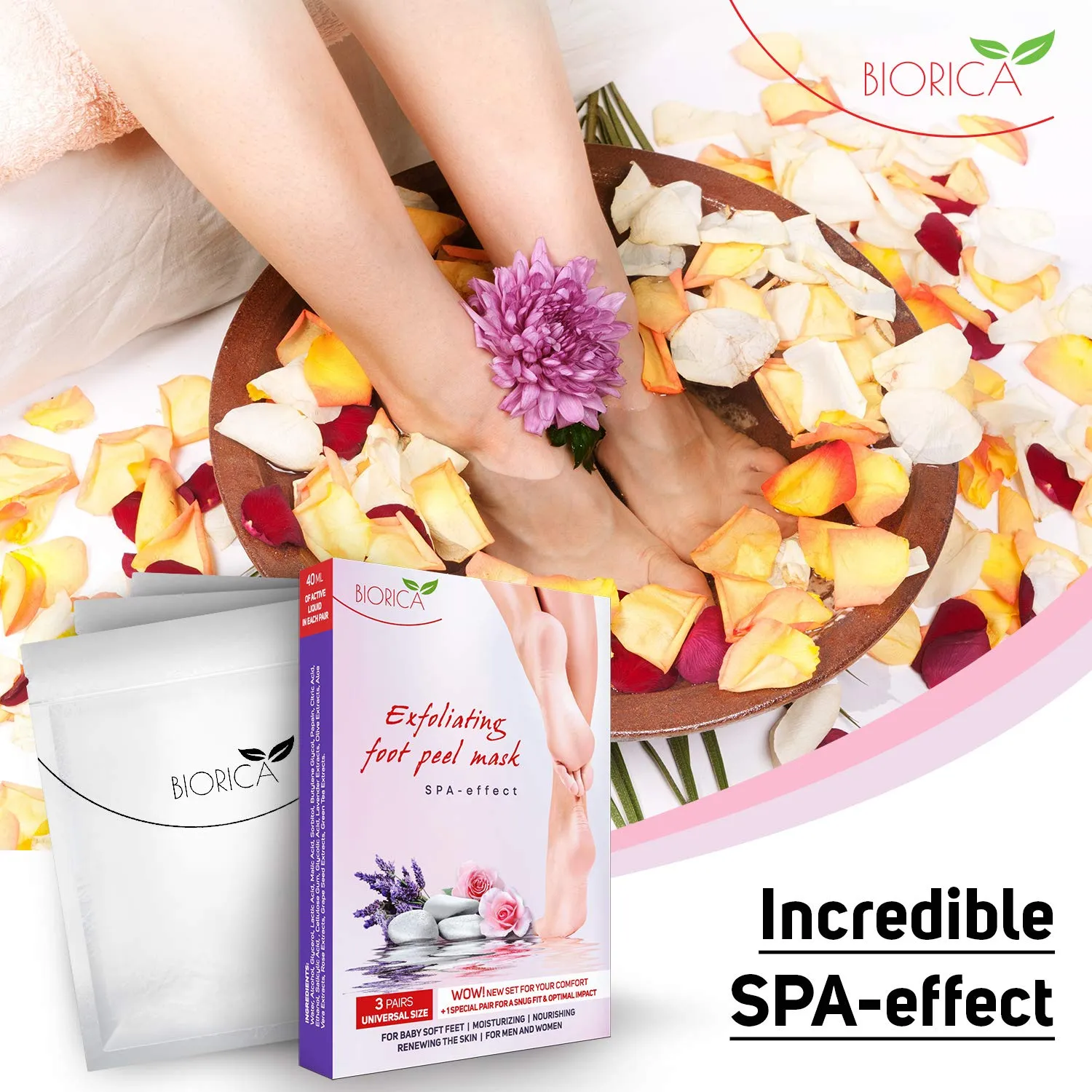 Foot Peel Mask for Baby Soft Feet (3 Pairs), Unisex Mask-Socks with an Extra Pair for Your Comfort, Foot Mask for Smooth and Silky Skin, Cracked Heels, Calluses and Dead Skin Тrеаtmеnt for Men/Women