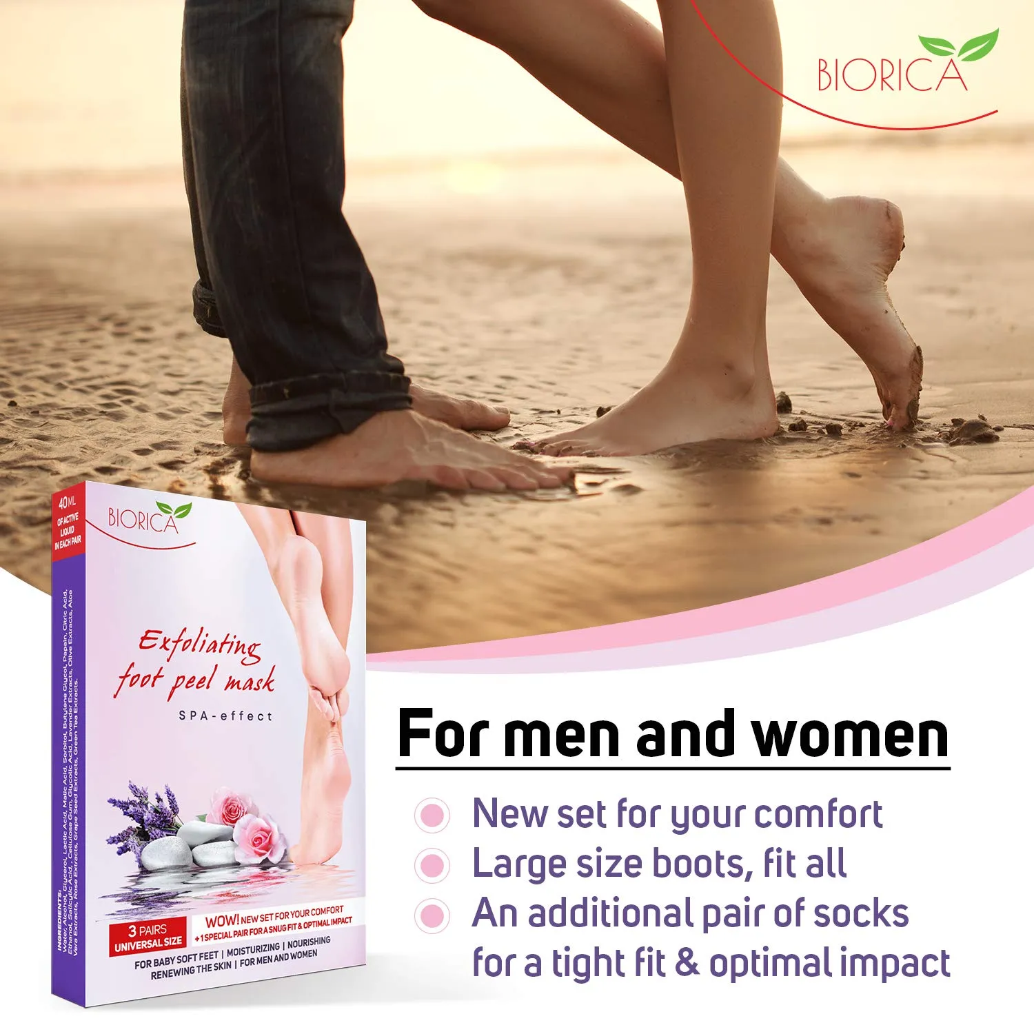 Foot Peel Mask for Baby Soft Feet (3 Pairs), Unisex Mask-Socks with an Extra Pair for Your Comfort, Foot Mask for Smooth and Silky Skin, Cracked Heels, Calluses and Dead Skin Тrеаtmеnt for Men/Women
