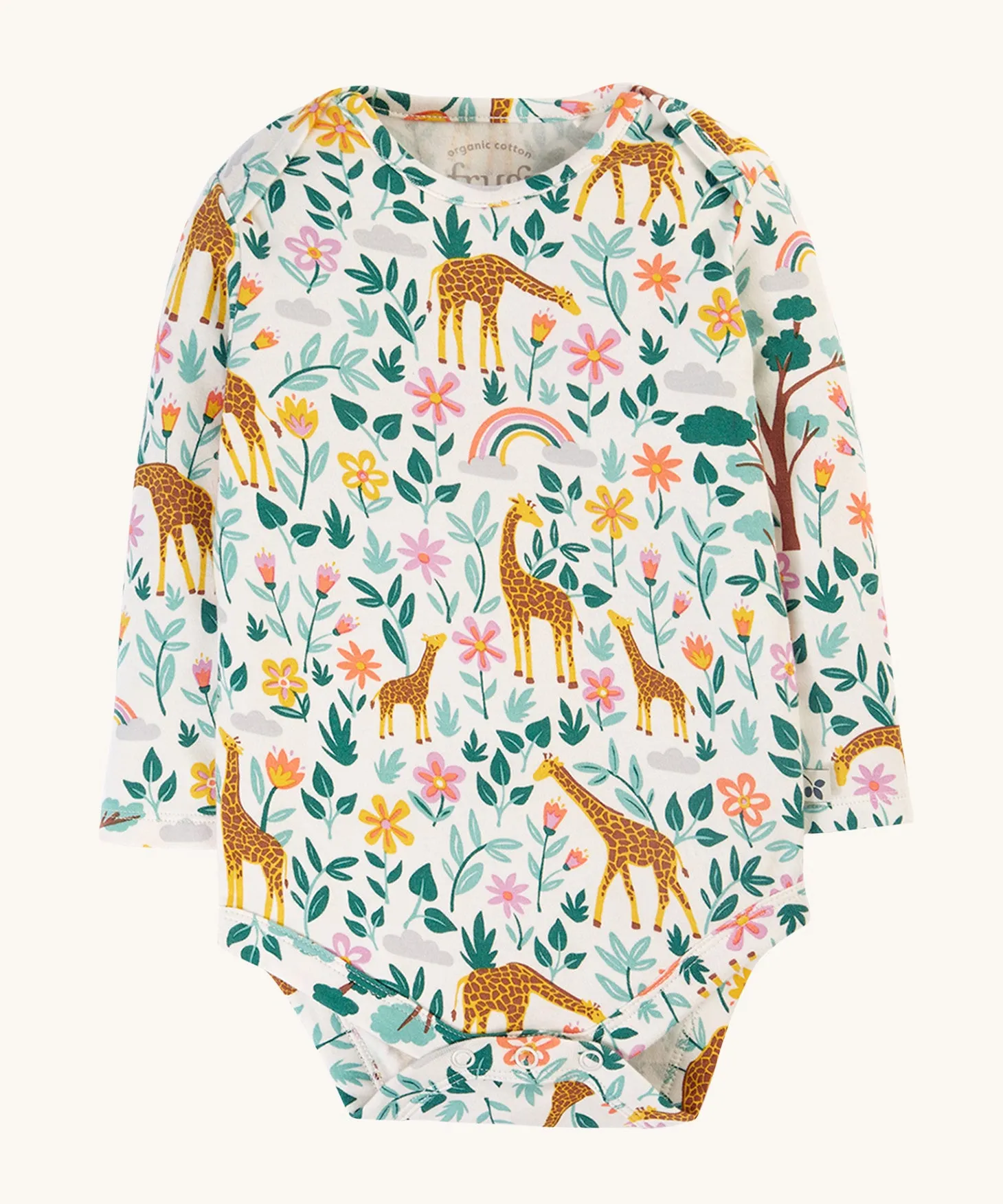 Frugi Super Special 2 Pack Body - White Giraffes/Cosmos Stripe