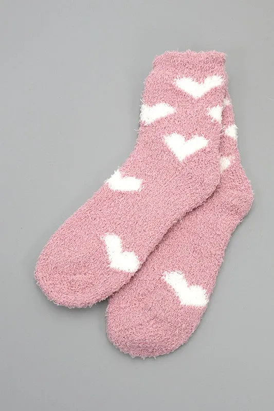 Fuzzy Heart Plush Socks