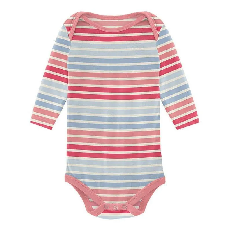 Girl's Print Bamboo Long Sleeve One Piece - Cotton Candy Stripe