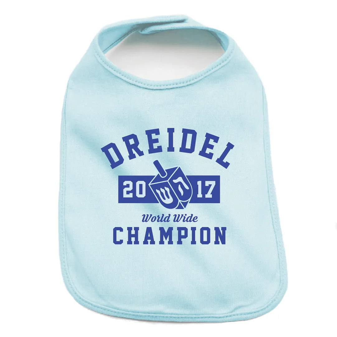 Hanukkah Dreidel Champion Newborn Baby 100% Cotton Bib