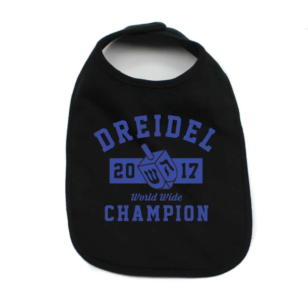 Hanukkah Dreidel Champion Newborn Baby 100% Cotton Bib