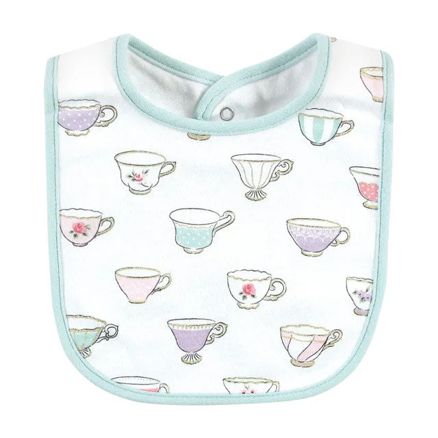 HB Infant Girl Cotton Bibs, Tea Party 5 Pieces Set BB2010B