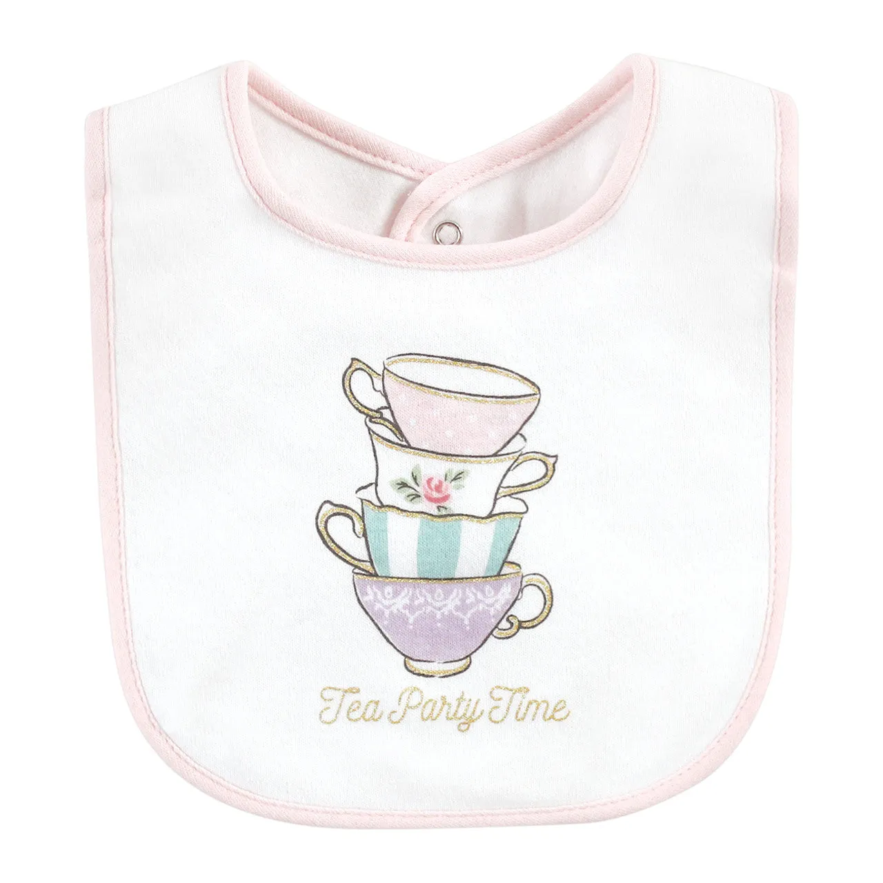 HB Infant Girl Cotton Bibs, Tea Party 5 Pieces Set BB2010B