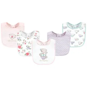 HB Infant Girl Cotton Bibs, Tea Party 5 Pieces Set BB2010B