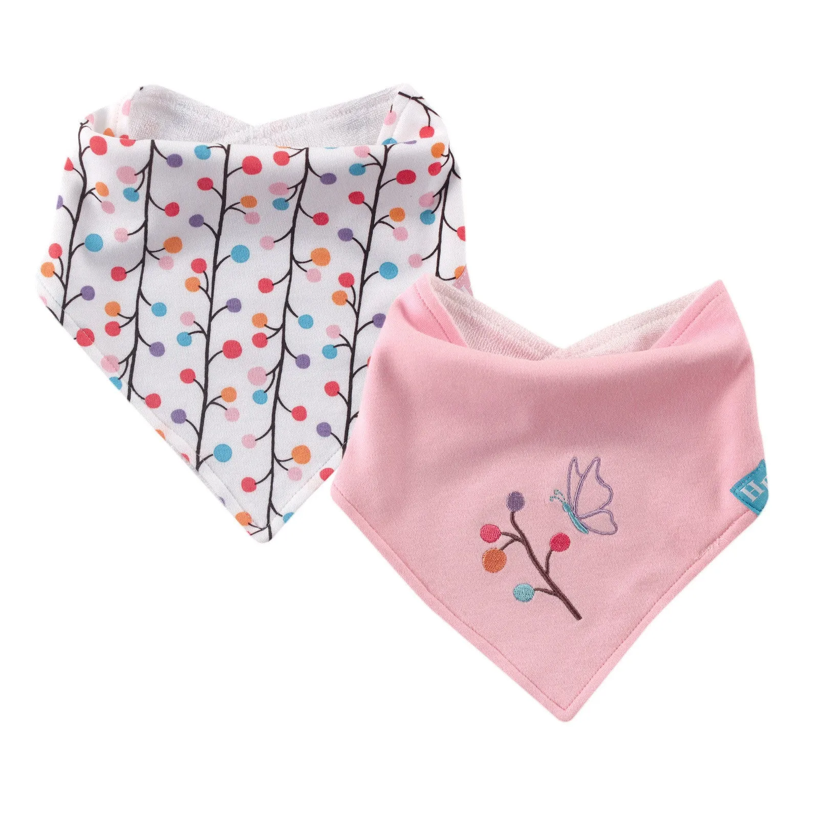 Hudson Baby Cotton Bandana Bibs, Budding Branches 2-Pack