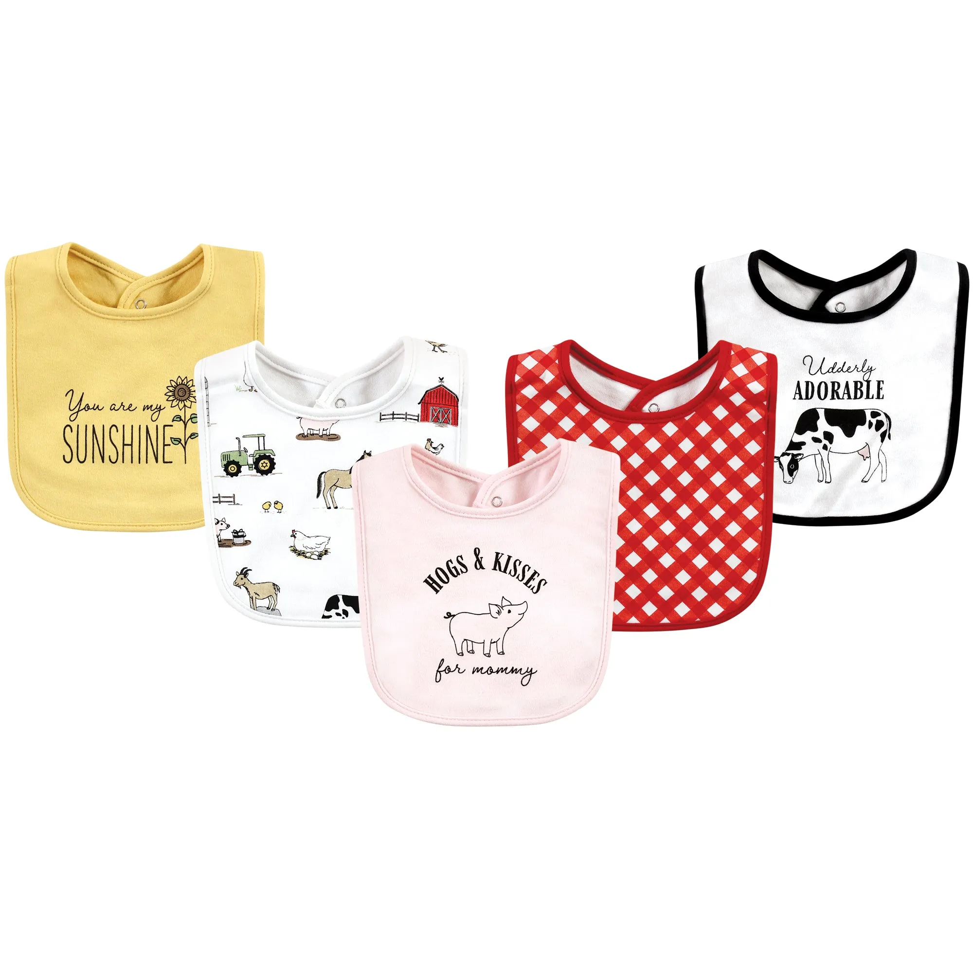 Hudson Baby Cotton Bibs, Girl Farm