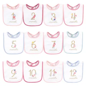 Hudson Baby Cotton Bibs, Milestone Floral
