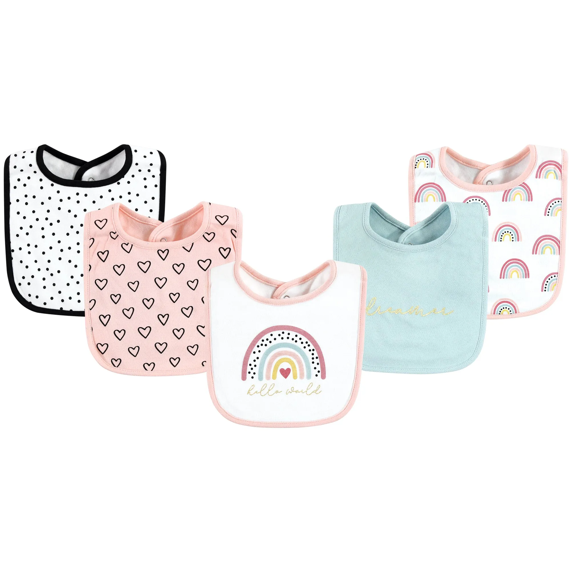 Hudson Baby Cotton Bibs, Modern Rainbow