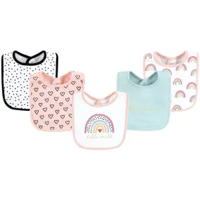 Hudson Baby Cotton Bibs, Modern Rainbow