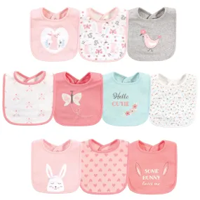 Hudson Baby Cotton Bibs, Sweet Bunny