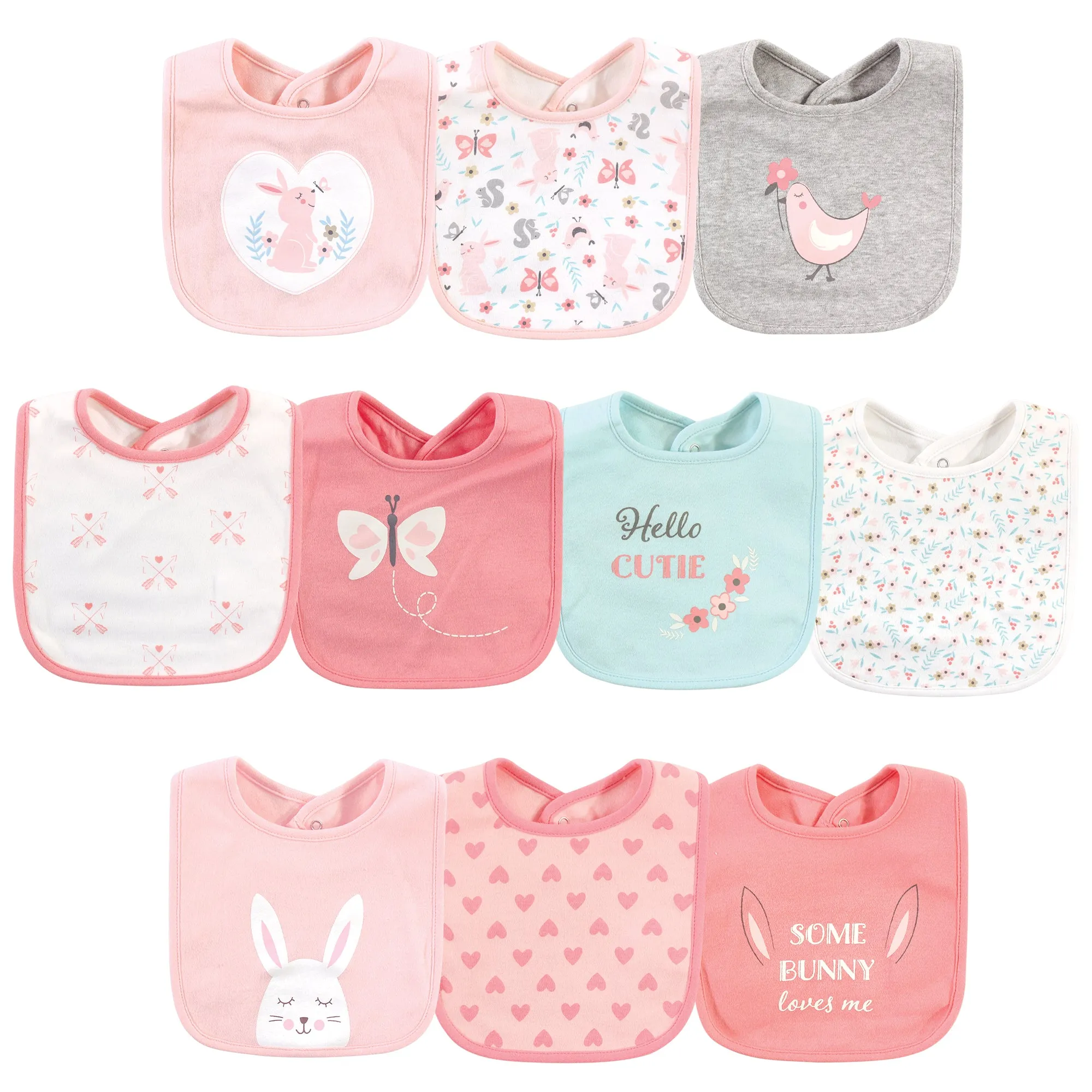 Hudson Baby Cotton Bibs, Sweet Bunny