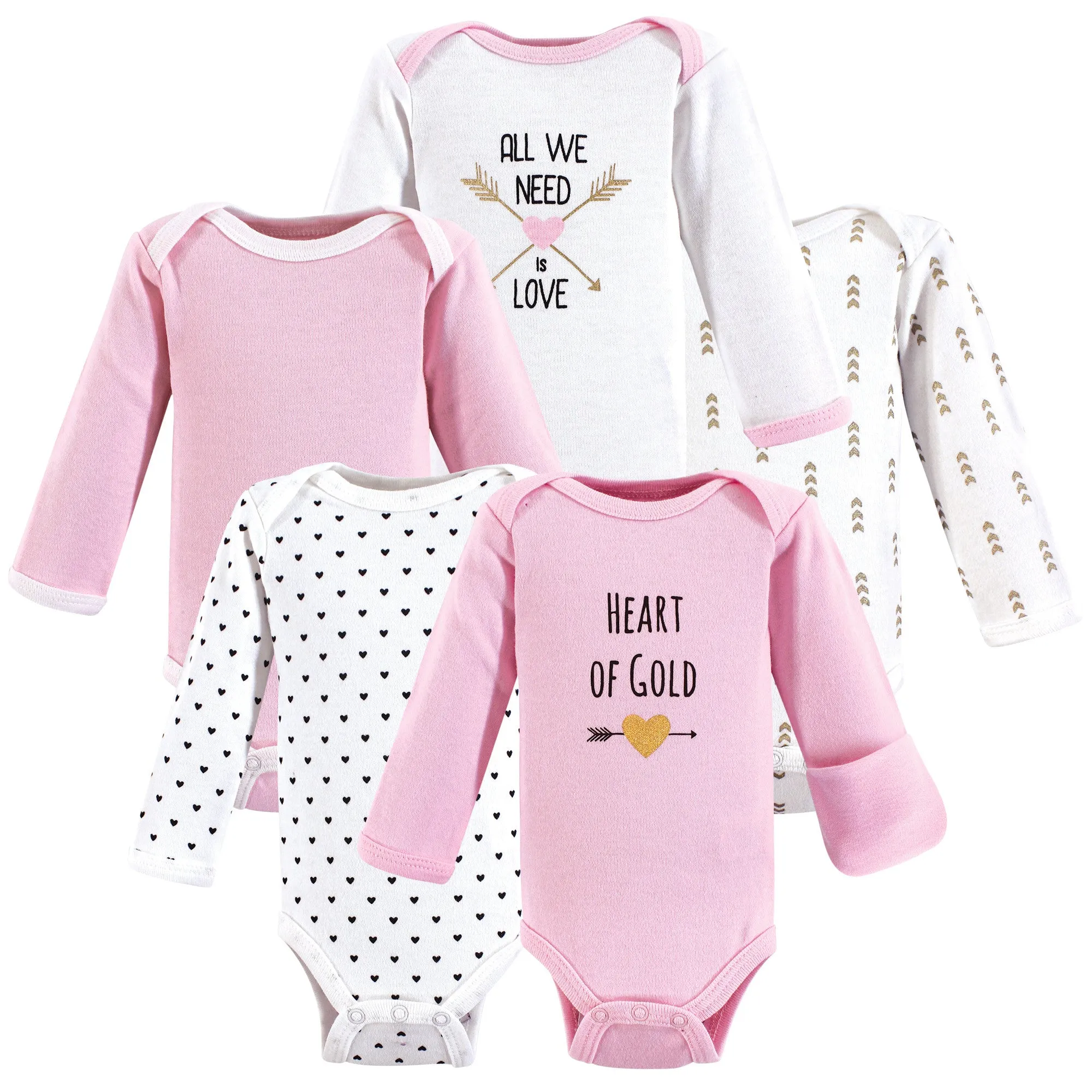 Hudson Baby Cotton Preemie Bodysuits, Heart Long-Sleeve