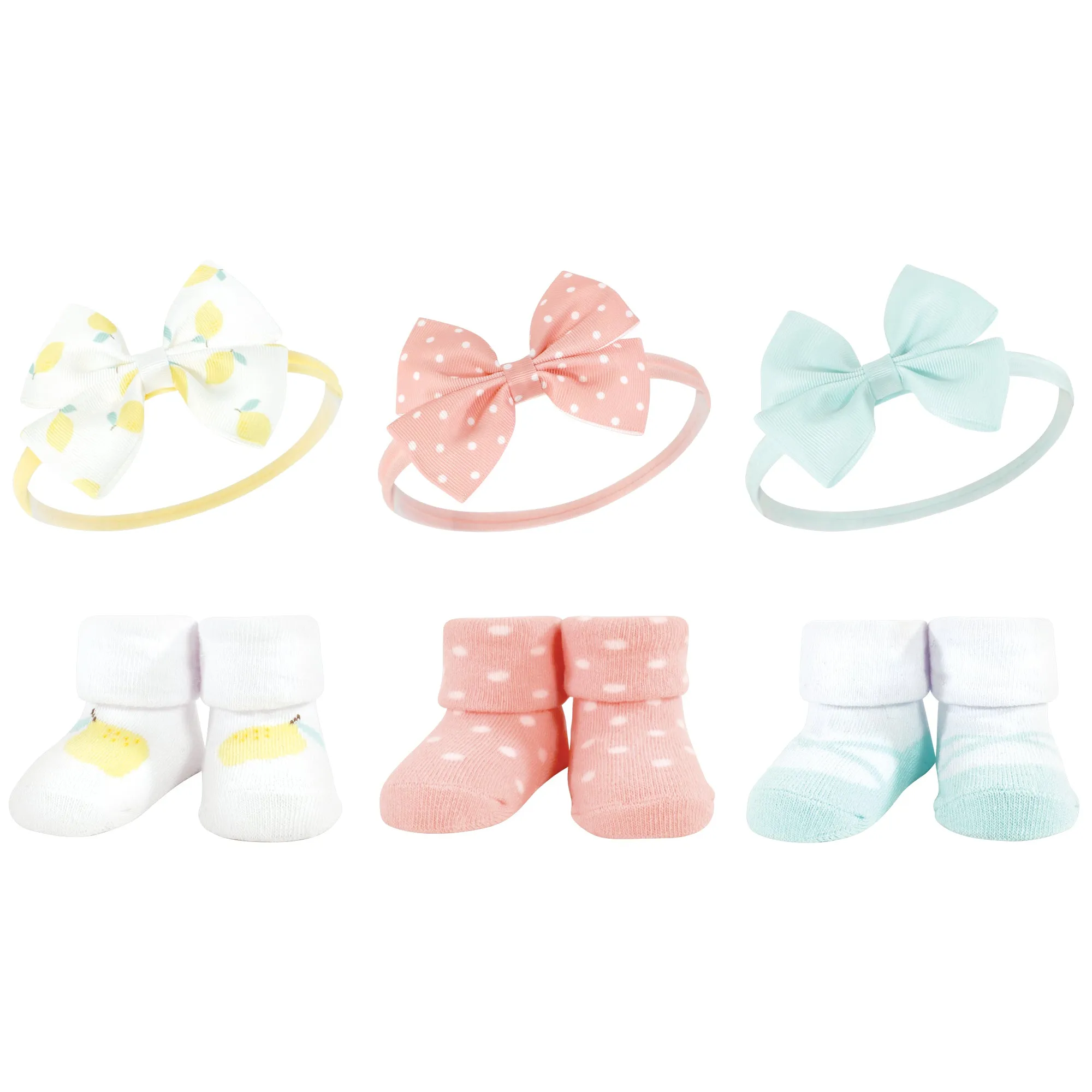 Hudson Baby Headband and Socks Giftset, Lemon