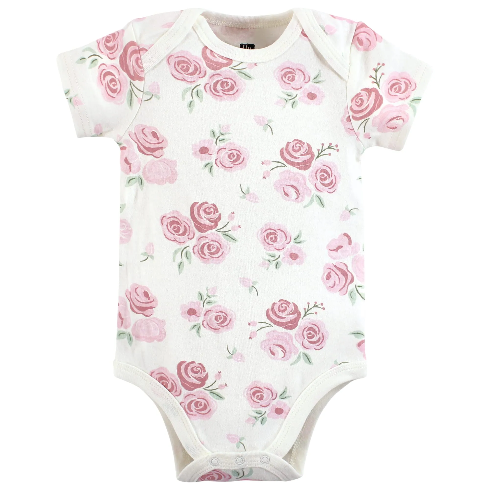 Hudson Baby Unisex Baby Cotton Bodysuits, Mom Dad Floral, 9-12 Months