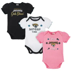 Jaguars Girls Shine 3-Pack Short Sleeve Bodysuits