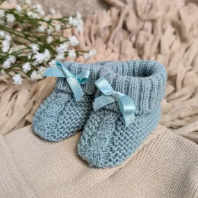 Knit Baby Booties Soft Knit Sage Green (0-6 Months)