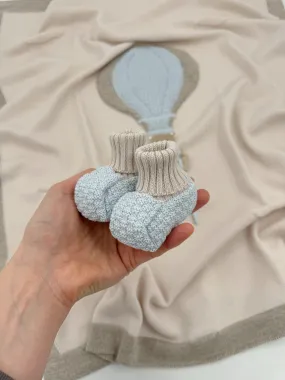 Knitted Baby Booties Cream/Blue