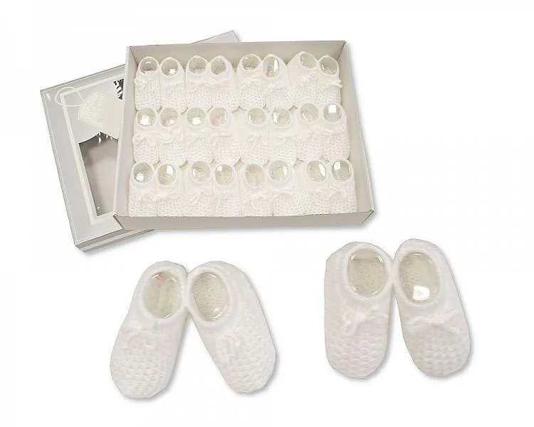 Knitted Baby Booties - White - 240w (BSS-116-240W)