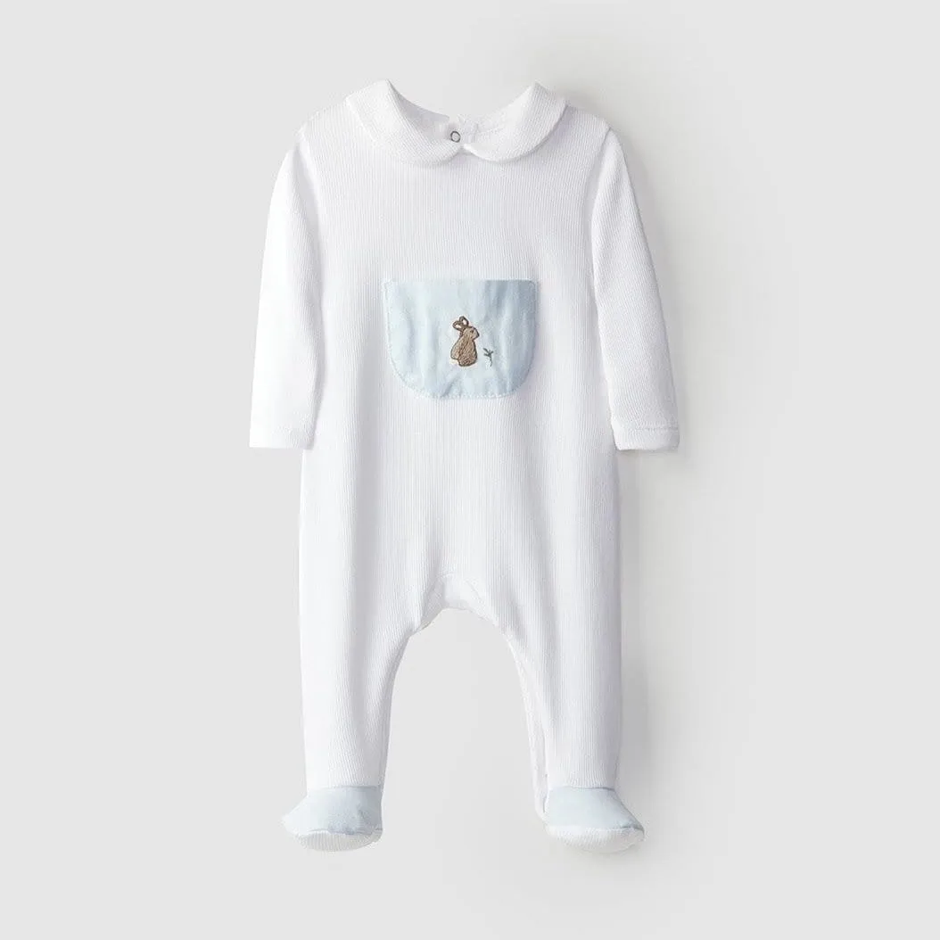 LARANJINHA- Rabbit Babygrow & Bibs - Aqua