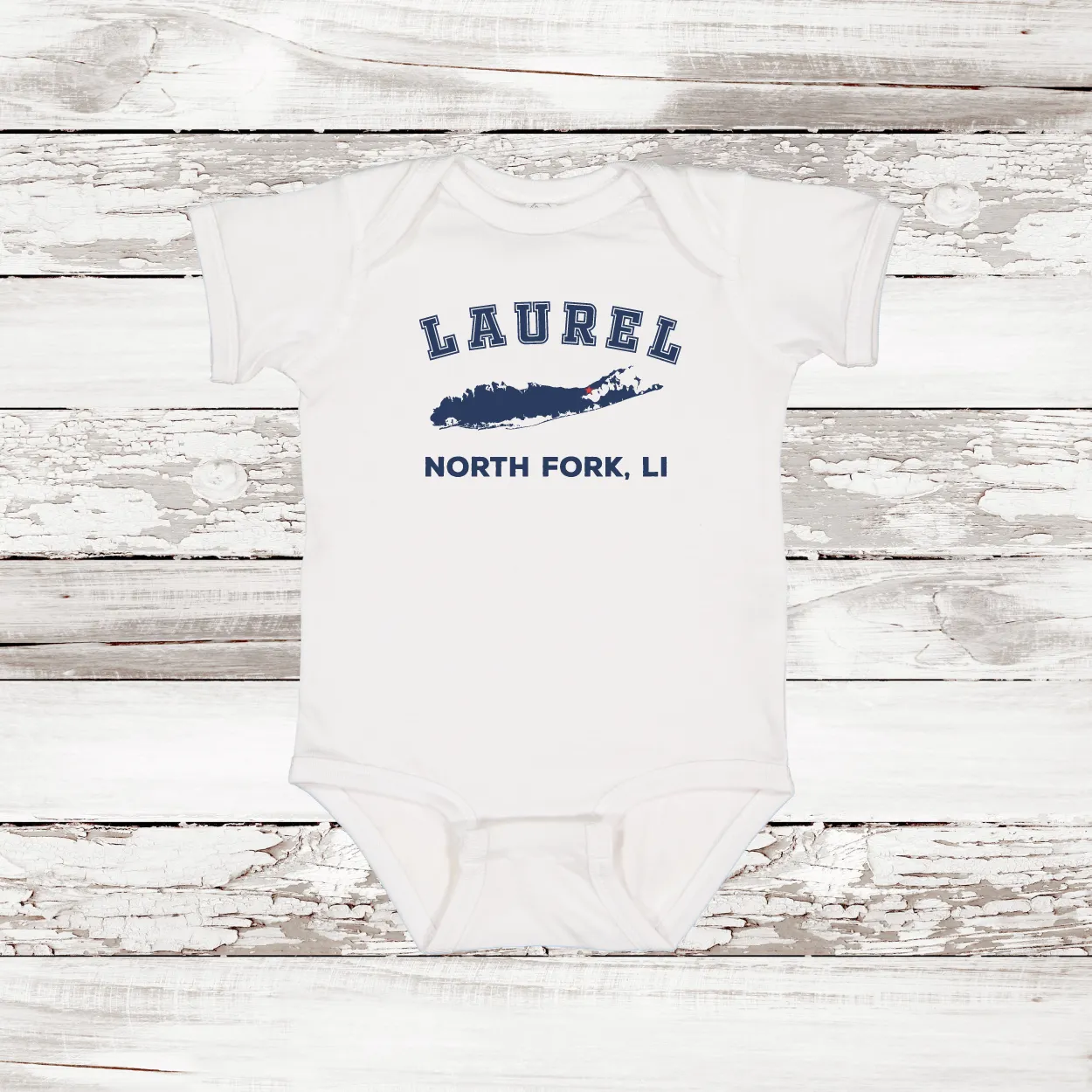 Laurel North Fork LI Baby Onesie | Classic Colors