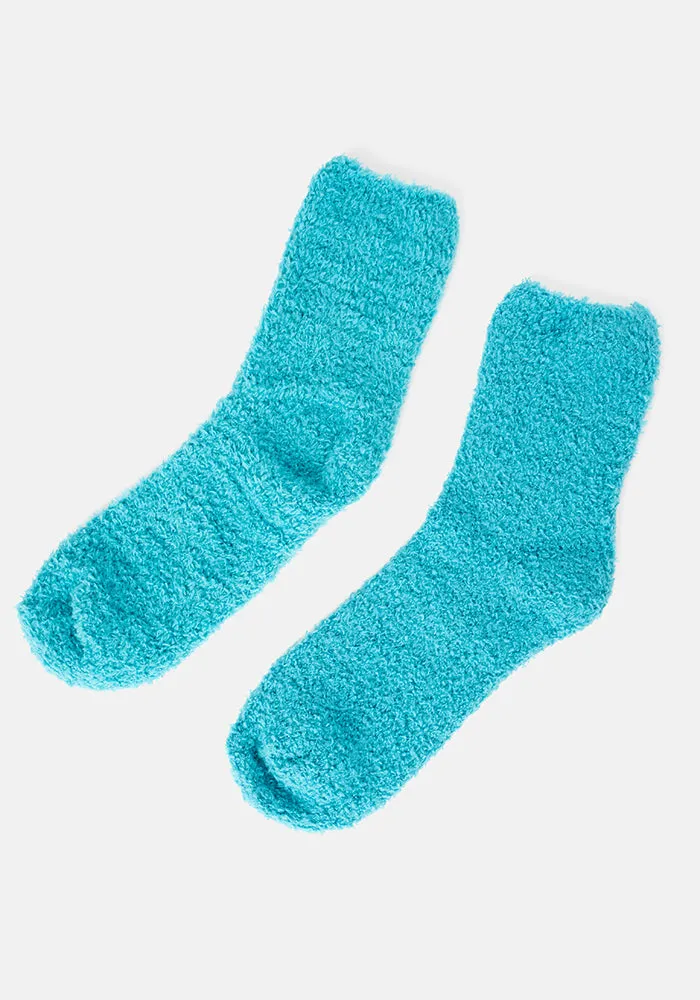 Light Teal Fluffy Socks
