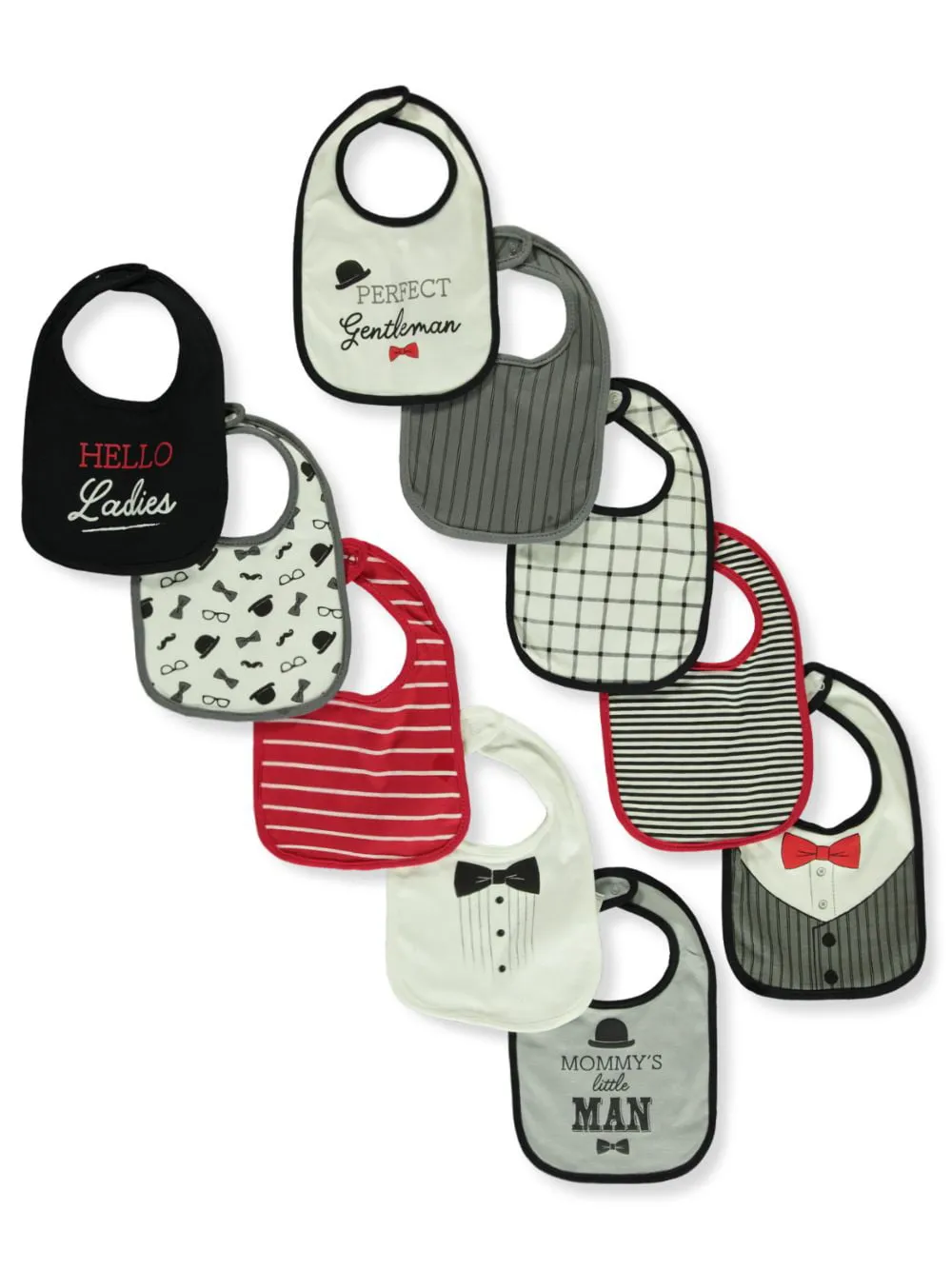 Little Treasure Baby Boy Cotton Bibs 10pk, Gentleman, One Size