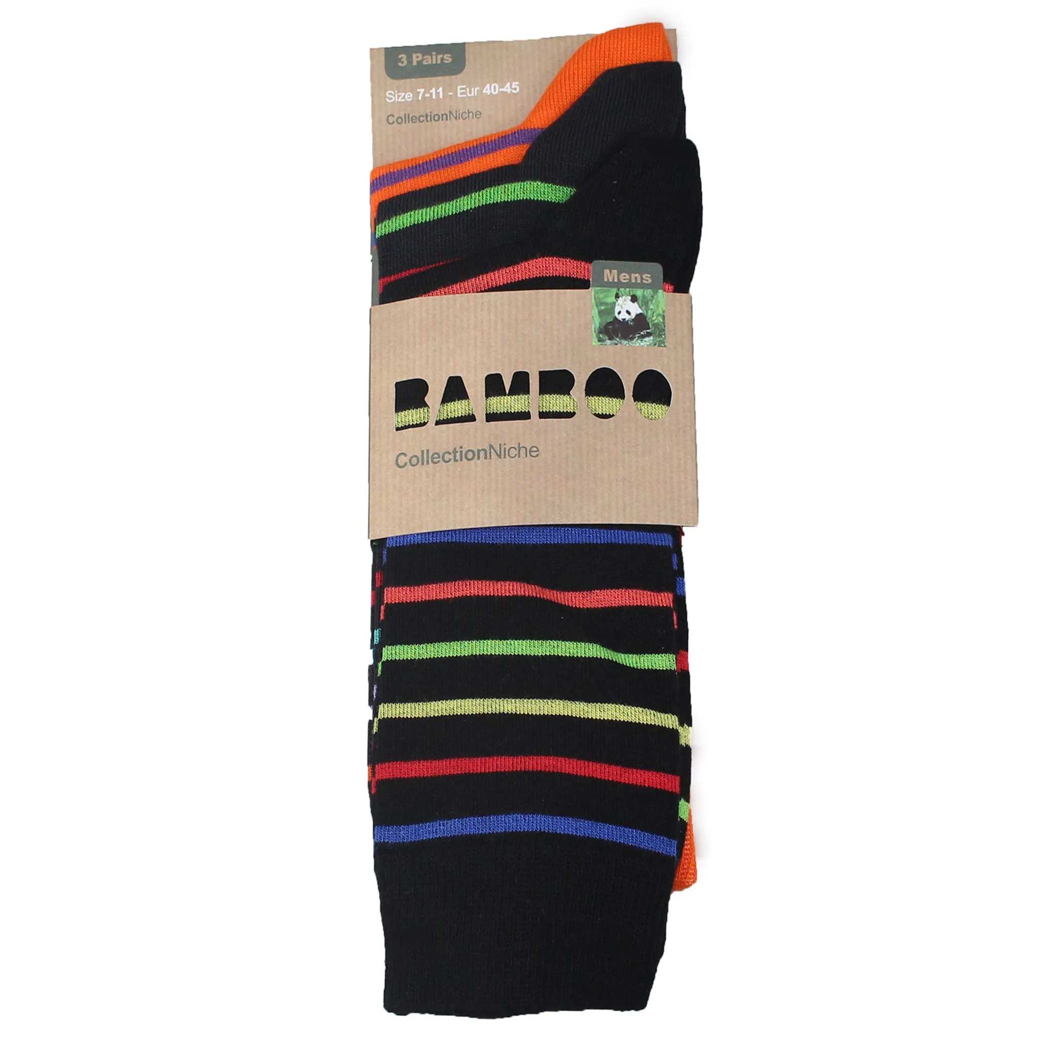 MEN'S 100% BAMBOO MULTI STRIPE SOCKS - 3 PACK