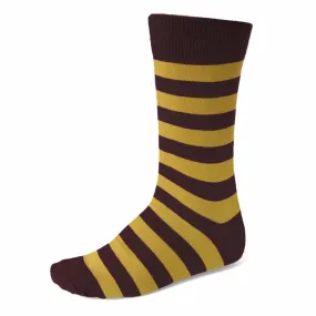 Men's Brown and Gold Striped Socks