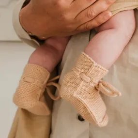 Merino Wool Baby Booties (Apricot)