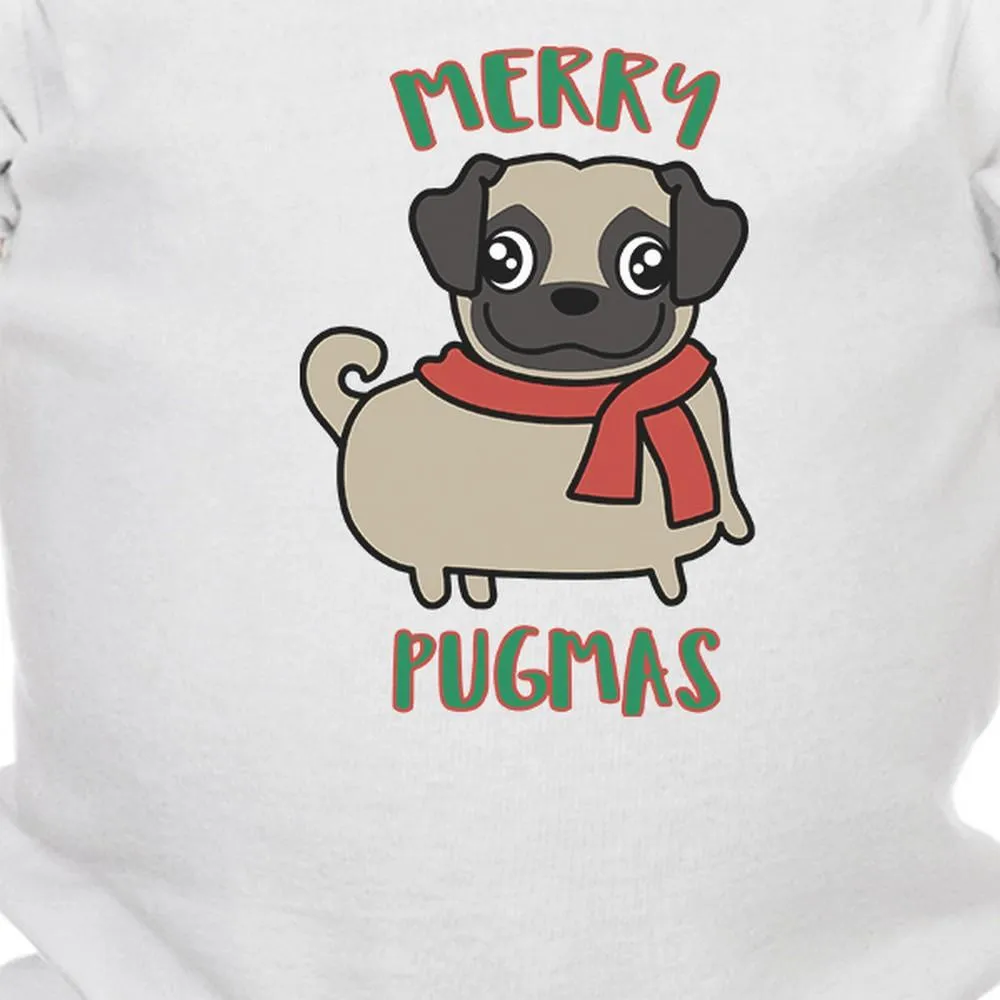 Merry Pugmas Pug Baby White Bodysuit
