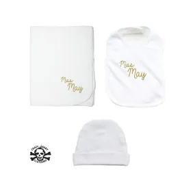 Miss Month Beanie, Blanket, and Bib Gift Set