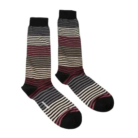 Missoni GM00CMU5233 0002 Black Cream Striped Knee Length Socks