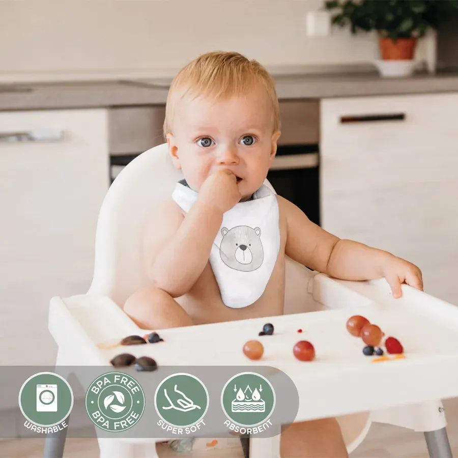 Moon Organic Bandana Bibs Regular (Pack of 2) Bear & Grey