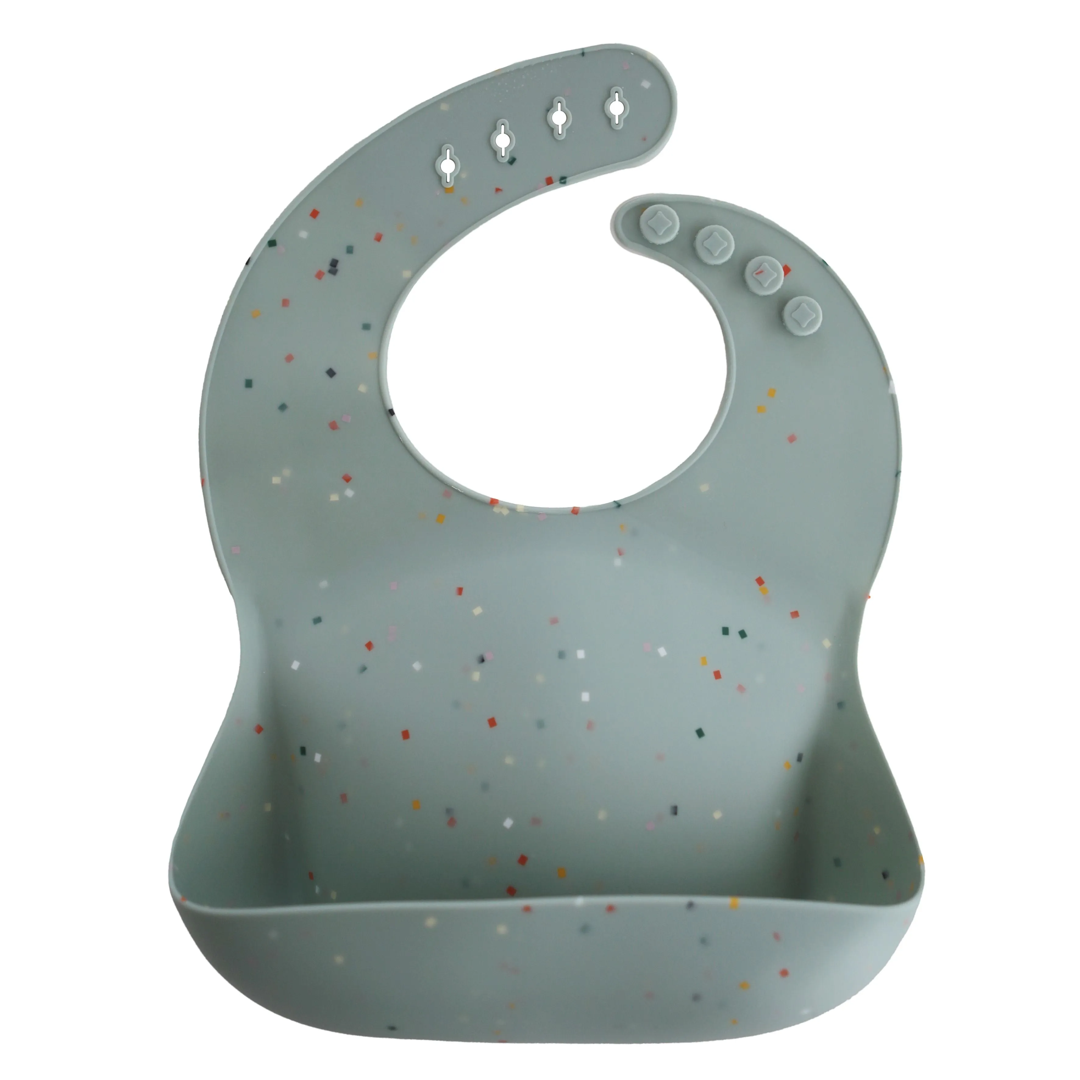 Mushie Silicone Baby Bib in Cambridge Blue Confetti