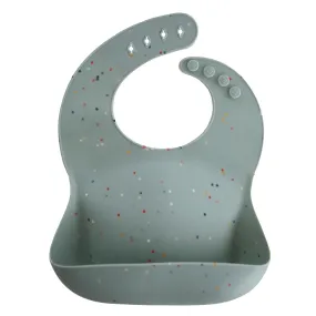 Mushie Silicone Baby Bib in Cambridge Blue Confetti