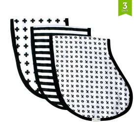 Muslin Burp Cloths, Burp Bib Set (3 Pack) Black   White by Ziggy Baby