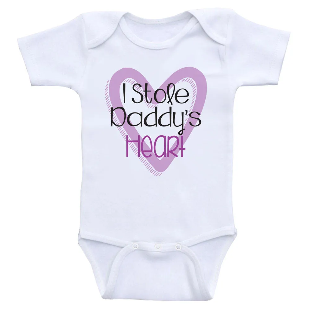 One-Piece Baby Girl Shirts "I Stole Daddy's Heart" Baby Girl Clothes