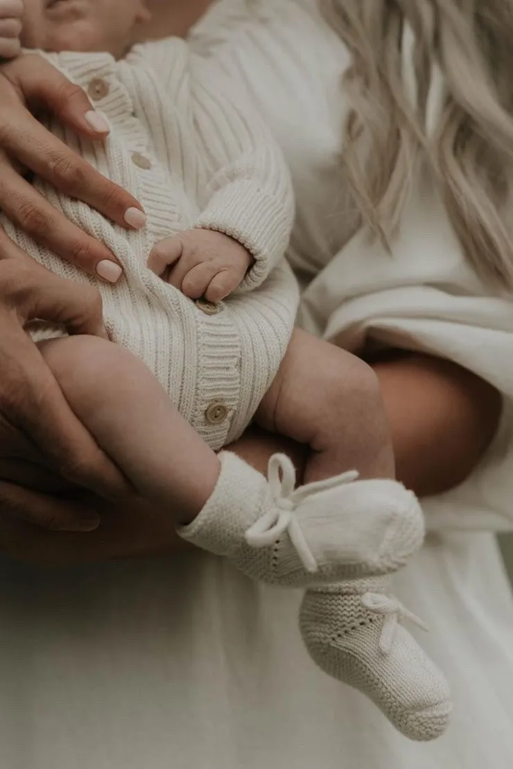 Organic Cotton Newborn Booties - Oat
