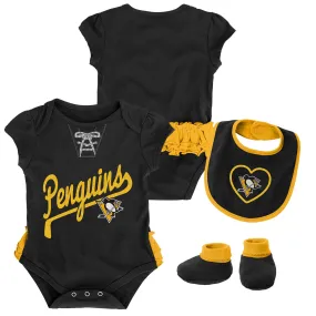 Penguins Baby Girl Creeper, Bib and Booties Set