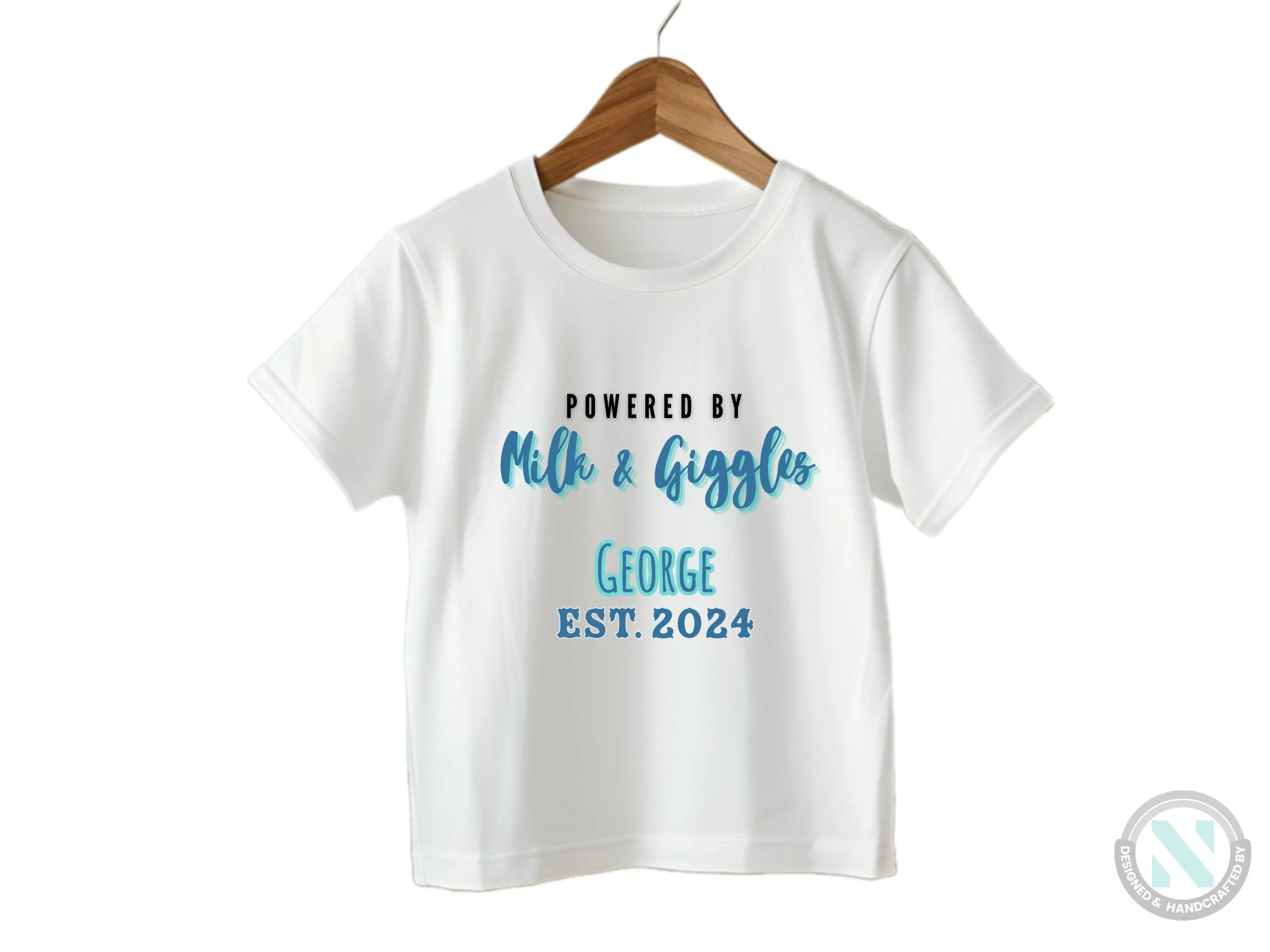 Personalize Name And Date Short Sleeve Baby Bodysuit for Boys  with Milk And Giggles