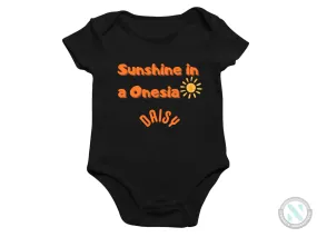 Personalized Baby Bodysuit with "Sunshine in a Onesie," Perfect Birthday Gift