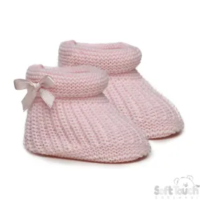 Pink Bow Knit Booties