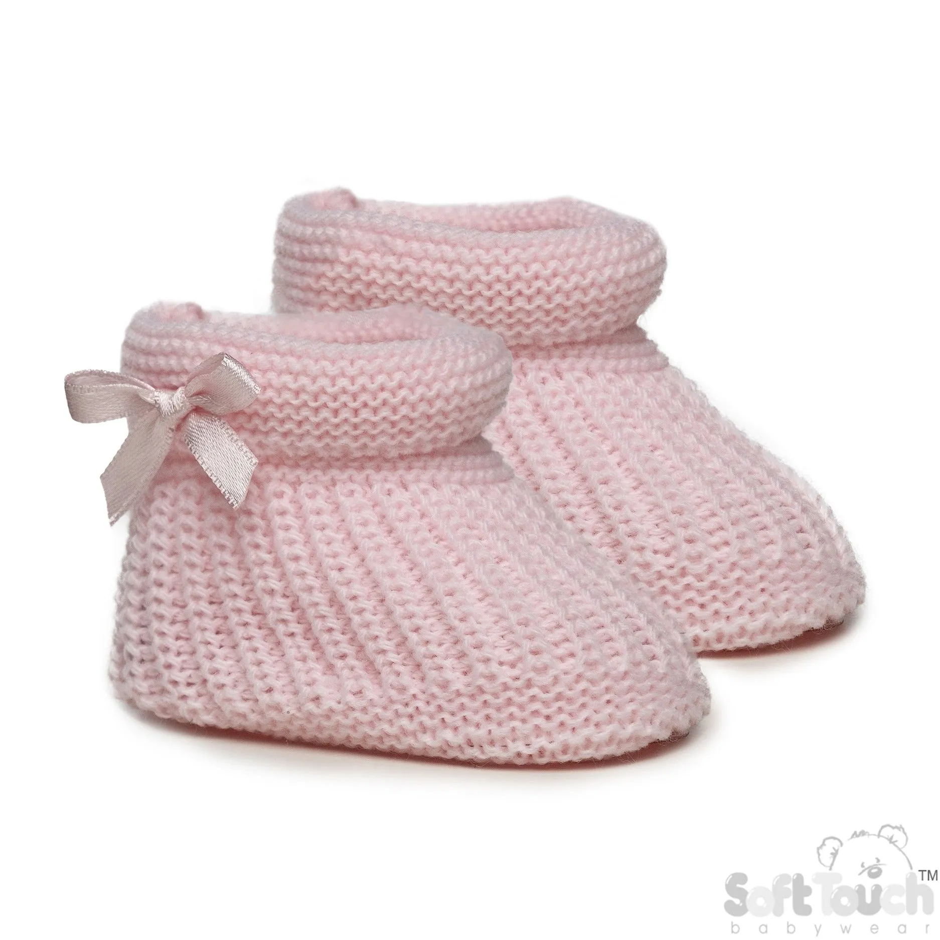Pink Bow Knit Booties