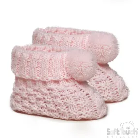 Pink Pom Pom Knit Booties