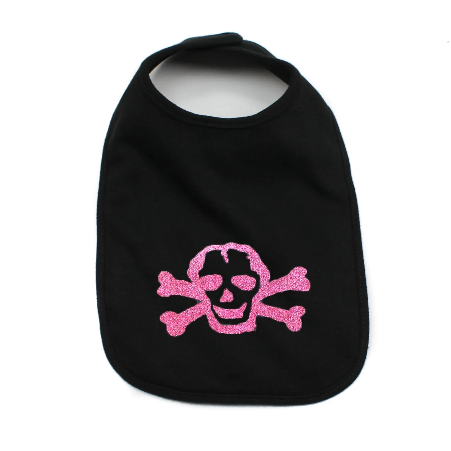 Pink Shiny Glitter Scribble Skull Newborn Baby Soft Cotton Bib