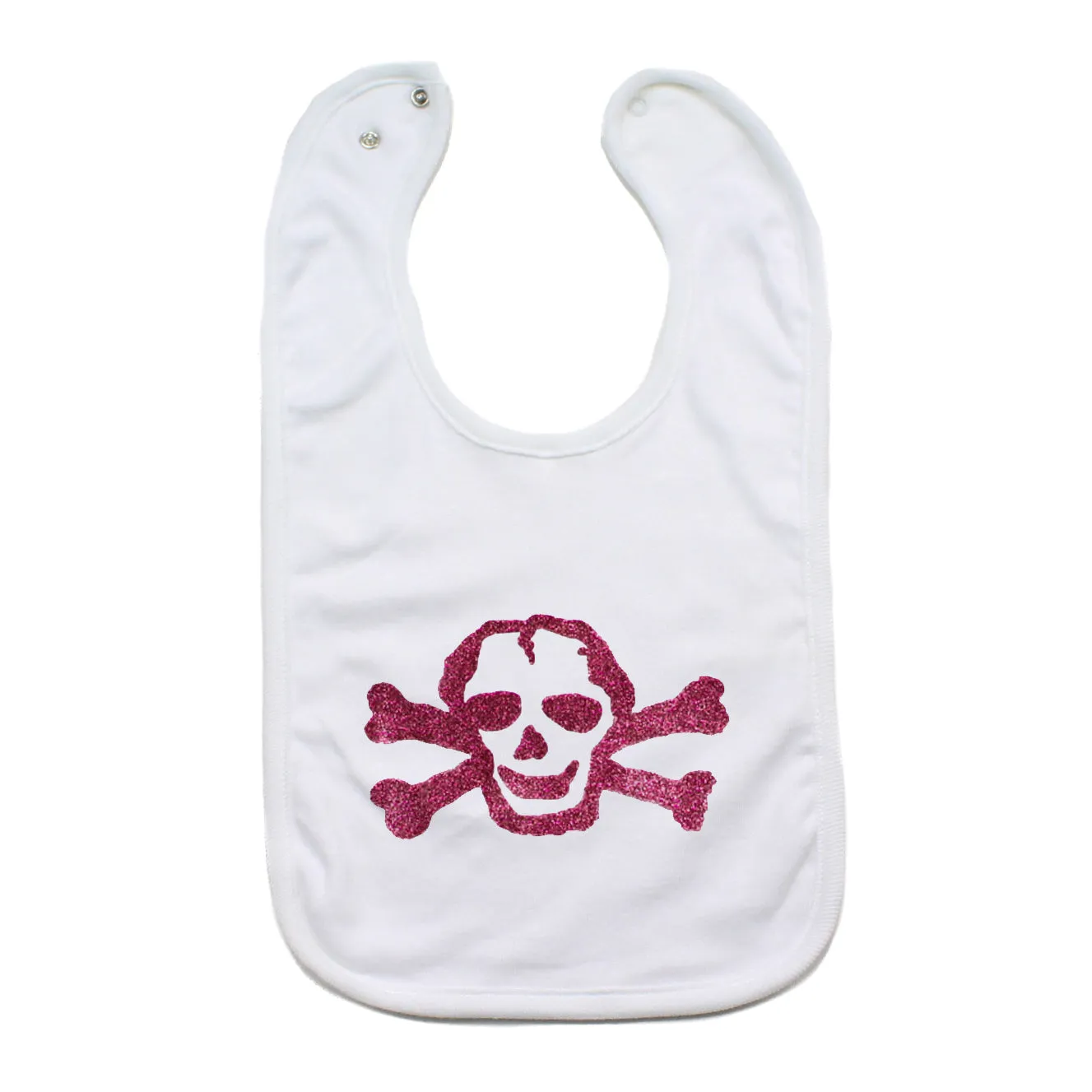 Pink Shiny Glitter Scribble Skull Newborn Baby Soft Cotton Bib